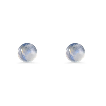 Round 7mm Moonstone Solitaire Stud Earring 925 Sterling Silver Wholesale
